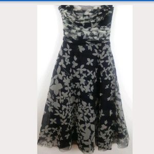 BCBG Maxazria US 2 Black Cream Strapless Dress